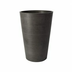 Algreen Valencia 16 in. Round Textured Charcoal Polystone Planter