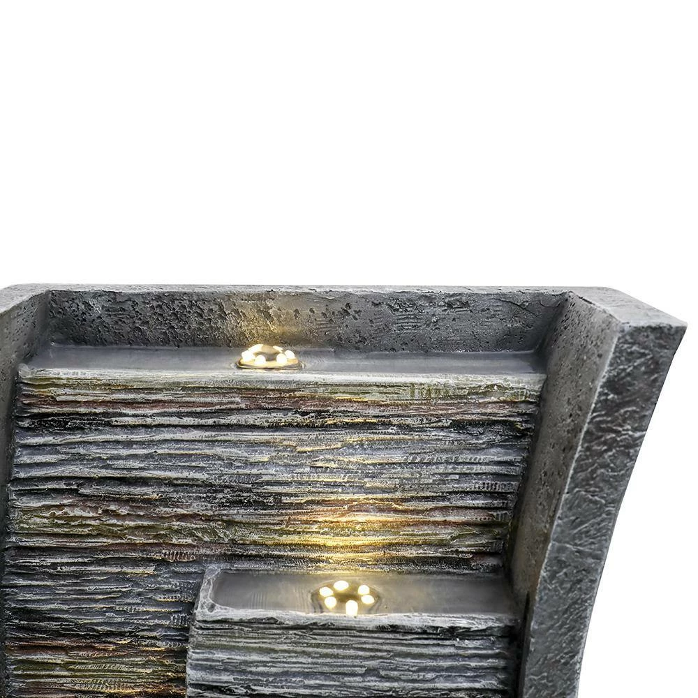 Watnature 39.3 in. Resin Contemporary Curves Garden Fountain, Modern Lighted Indoor Outdoor Fountain with LED Lights 6 Watnature 39.3 in. Resin Contemporary Curves Garden Fountain, Modern Lighted Indoor Outdoor Fountain with LED Lights - Image 6