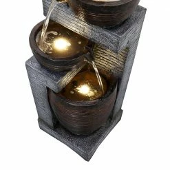 Watnature 40.1 in. Resin Rustic Garden Fountain with LED Lights, 4-Tiered Urns Indoor Outdoor Freestanding Waterfall Fountains -Algreen Sales Store watnature freestanding fountains b ff1010 76 1000