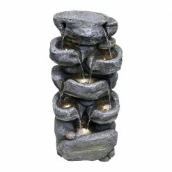 Watnature 31.4 in. Resin Outdoor Fountains with LED Lights, 5-Tier Cascading Rockery Floor Standing Fountain for House Decor 13 Watnature 31.4 in. Resin Outdoor Fountains with LED Lights, 5-Tier Cascading Rockery Floor Standing Fountain for House Decor -Algreen Sales Store watnature freestanding fountains b ff1028a 76 1000