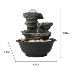 Watnature 9.8 in. Resin-Rock Cascading Tabletop Water Fountain, 4-Tier Relaxation Waterfall Feature with LED Lights and Ball 11 Watnature 9.8 in. Resin-Rock Cascading Tabletop Water Fountain, 4-Tier Relaxation Waterfall Feature with LED Lights and Ball -Algreen Sales Store watnature freestanding fountains b ls 8819 44 1000