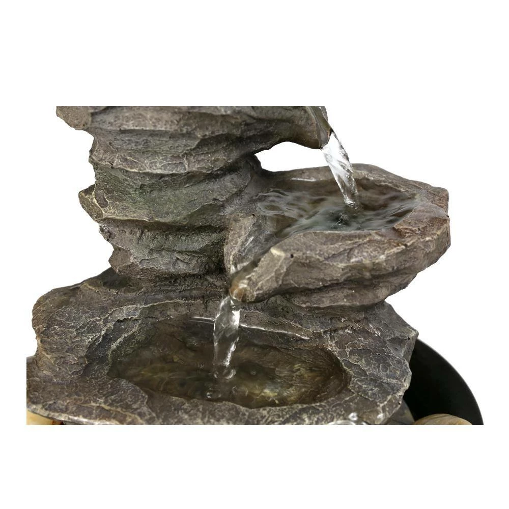 Watnature 9.8 in. Resin-Rock Cascading Tabletop Water Fountain, 4-Tier Relaxation Waterfall Feature with LED Lights and Ball 7 Watnature 9.8 in. Resin-Rock Cascading Tabletop Water Fountain, 4-Tier Relaxation Waterfall Feature with LED Lights and Ball - Image 7