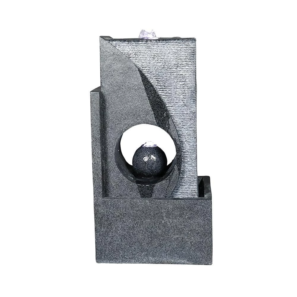 Watnature 24.4 in. Resin Indoor Outdoor Bubbler Pillar Fountain, Modern Sphere Zen Outdoor Floor Water Fountain with LED Lights 1 Watnature 24.4 in. Resin Indoor Outdoor Bubbler Pillar Fountain, Modern Sphere Zen Outdoor Floor Water Fountain with LED Lights