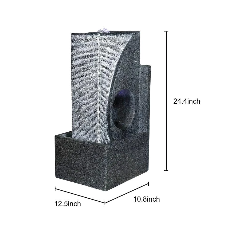 Watnature 24.4 in. Resin Indoor Outdoor Bubbler Pillar Fountain, Modern Sphere Zen Outdoor Floor Water Fountain with LED Lights 7 Watnature 24.4 in. Resin Indoor Outdoor Bubbler Pillar Fountain, Modern Sphere Zen Outdoor Floor Water Fountain with LED Lights - Image 7