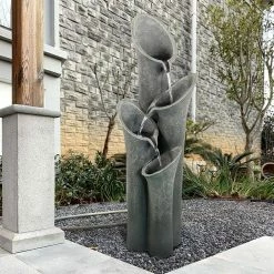 Watnature 33.5 in. H, 4-Tier Cascading Indoor Outdoor Water Fountain with LED Lights for Home Garden Decor -Algreen Sales Store watnature freestanding fountains gpf170001 4f 1000