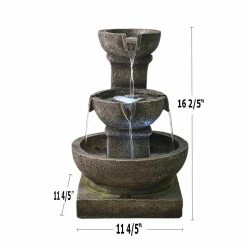 Watnature 16.4 in. Outdoor Waterfall Fountain Relaxing Soothing Garden Fountains with LED Lights for House, Office, Garden -Algreen Sales Store watnature freestanding fountains gpf180041 44 1000