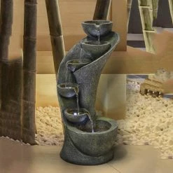 Watnature 23.6 in. 6-Tier Outdoor Garden Fountain - Outside Fountains and Waterfalls with Bowls Curved Design for Indoor Outdoor -Algreen Sales Store watnature freestanding fountains gpf180042 1f 1000