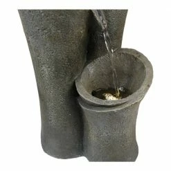 Watnature 24 in. Outdoor Waterfall Garden Fountain Modern Sphere Patio Floor Fountain, Curved LED Fountain for Garden, House Decor -Algreen Sales Store watnature freestanding fountains gpf180053 1d 1000