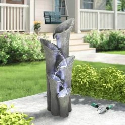 Watnature 39.5 in. H Modern Outdoor Fountain - 5-Tier Outdoor Garden Fountains with Contemporary Design for Garden, Patio Outdoor -Algreen Sales Store watnature freestanding fountains gpf190003 c3 1000
