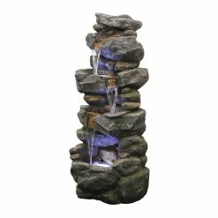Watnature 40 in. Outdoor Fountain, Soothing Tranquility Stacked Simulated Rock Water Fountain with LED Lights for Garden Yard Deck -Algreen Sales Store watnature freestanding fountains gpf190027 76 1000