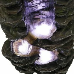 Watnature 40 in. Showering Outdoor Fountain, Rockery Shower Outdoor Water Fountain with LED Lights for Garden, Home, Office Decor -Algreen Sales Store watnature freestanding fountains gpf190030 44 1000