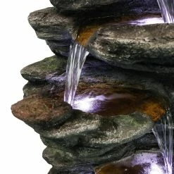 Watnature 40 in. Resin Rockery Outdoor Relaxing Water Fountain, 6-Tier LED Outdoor Waterfall Fountain for Home, Office, Garden -Algreen Sales Store watnature freestanding fountains gpf190038 76 1000 1