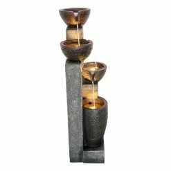 Watnature 40 in. Resin Fiber Modern Outdoor Fountain, 4-Tier Garden Water Feature w/Soothing Sounds & LED Lights for House Office 13 Watnature 40 in. Resin Fiber Modern Outdoor Fountain, 4-Tier Garden Water Feature w/Soothing Sounds & LED Lights for House Office -Algreen Sales Store watnature freestanding fountains gpf190042 76 1000