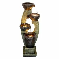 Watnature 40"H Modern Outdoor Fountain - 4 Crocks Outdoor Garden Fountain with Contemporary Design for House and Garden Art Decor -Algreen Sales Store watnature freestanding fountains gpf190049 44 1000
