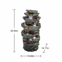 Watnature 40-3/5 in. H Garden Fountain Outdoor Garden Fountain with LED Lights, 6-Tired Lighted Cascading Waterfalls for Garden -Algreen Sales Store watnature freestanding fountains gpf200015 fa 1000 1