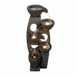 Watnature 39 in. 5-Tier Outdoor Water Fountain - Modern Resin Floor-Standing Fountain with Warm LED Illuminated Waterfall 12 Watnature 39 in. 5-Tier Outdoor Water Fountain - Modern Resin Floor-Standing Fountain with Warm LED Illuminated Waterfall -Algreen Sales Store watnature freestanding fountains gpf200020 fa 1000