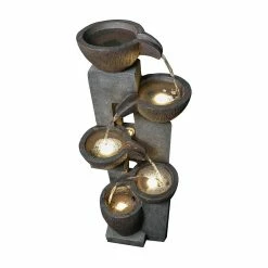 Watnature 5-Tiers Outdoor Water Fountains with LED Lights, 39 in. Floor Standing Waterfall Fountains for Garden, Patio, Porch -Algreen Sales Store watnature freestanding fountains gpf200028 1d 1000