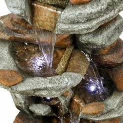 Watnature 30 in. Rockery Outdoor Garden Fountain, Ornamental Water Feature with LED Lights for Garden, Pond, Balcony, Deck, Porch -Algreen Sales Store watnature freestanding fountains gpf200037 76 1000