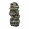 Watnature 32.6 in. Resin Fiber Rockery Water Fountain with Led Lights, 6-Tier Relaxation Outdoor Fountain for Patio, Garden