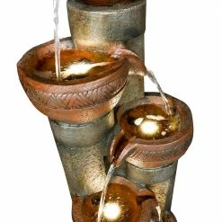Watnature 39.7 in. 5-Tier Resin Fiberglass Relaxing Outdoor Indoor Garden Water Fountain with LED Lights for House Art Decor -Algreen Sales Store watnature freestanding fountains gpf210007 76 1000