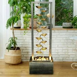 Watnature 43.5in Garden Fountain Outdoor - Multi-Tier Metal Fountain with LED Light for Indoor Outdoor (River Stones Included) 9 Watnature 43.5in Garden Fountain Outdoor - Multi-Tier Metal Fountain with LED Light for Indoor Outdoor (River Stones Included) -Algreen Sales Store watnature freestanding fountains tqx t21003a 4f 1000