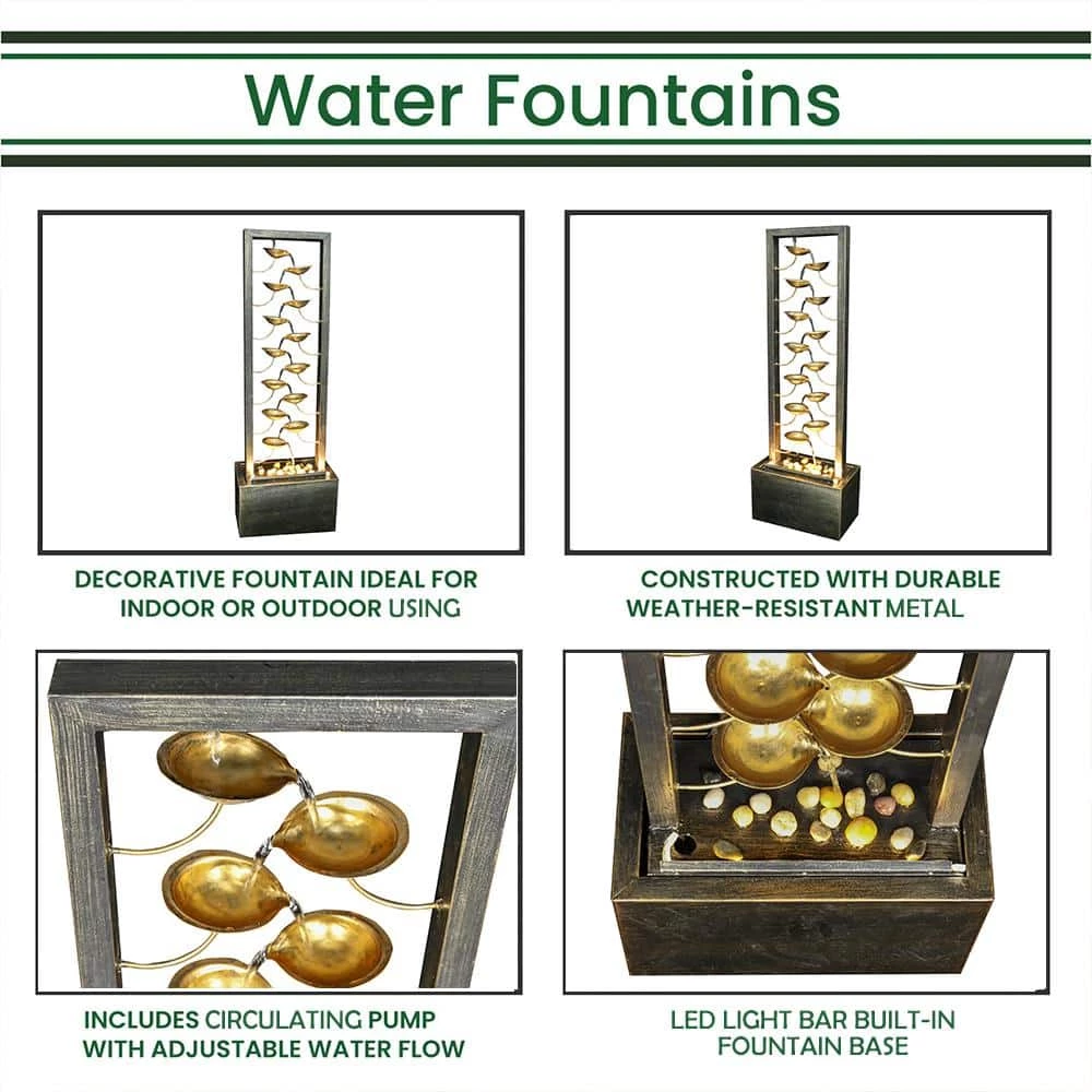 Watnature 43.5in Garden Fountain Outdoor - Multi-Tier Metal Fountain with LED Light for Indoor Outdoor (River Stones Included) 7 Watnature 43.5in Garden Fountain Outdoor - Multi-Tier Metal Fountain with LED Light for Indoor Outdoor (River Stones Included) - Image 7