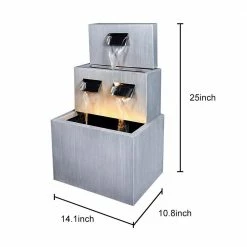 Watnature 25 in. Metal Outdoor Garden Fountain - Modern Cascading Floor-Standing Fountains for Garden, Enterway, Home Art Decor -Algreen Sales Store watnature freestanding fountains tqx t21007 44 1000