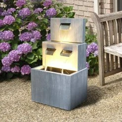 Watnature 25 in. Metal Outdoor Garden Fountain - Modern Cascading Floor-Standing Fountains for Garden, Enterway, Home Art Decor -Algreen Sales Store watnature freestanding fountains tqx t21007 4f 1000