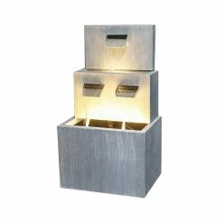 Watnature 25 in. Metal Outdoor Garden Fountain - Modern Cascading Floor-Standing Fountains for Garden, Enterway, Home Art Decor