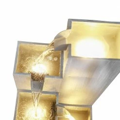 Watnature 31.4 in. Metal Relaxing Waterfall Fountain - Geometric Indoor Outdoor Fountain, 3-Tiered Garden Fountain with LED Lights -Algreen Sales Store watnature freestanding fountains tqx t21008 76 1000