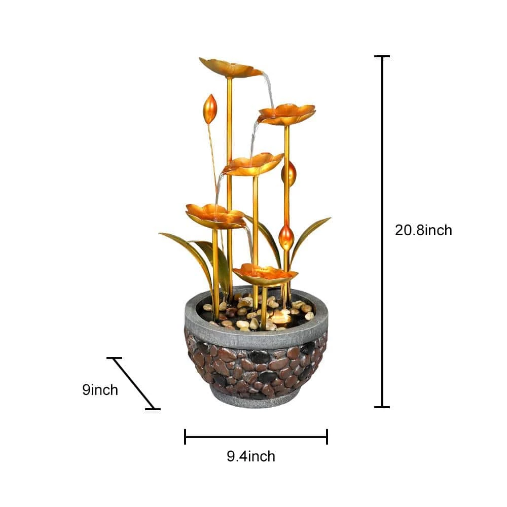 Watnature 20.8in. Indoor Outdoor Water Fountain - Metal Leaves Modern Cascading Waterfall Outdoor Fountain for Garden House Office 5 Watnature 20.8in. Indoor Outdoor Water Fountain - Metal Leaves Modern Cascading Waterfall Outdoor Fountain for Garden House Office - Image 5