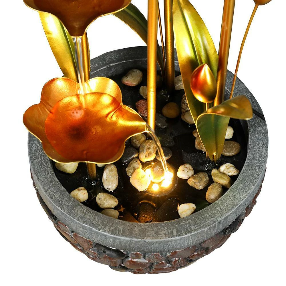 Watnature 20.8in. Indoor Outdoor Water Fountain - Metal Leaves Modern Cascading Waterfall Outdoor Fountain for Garden House Office 7 Watnature 20.8in. Indoor Outdoor Water Fountain - Metal Leaves Modern Cascading Waterfall Outdoor Fountain for Garden House Office - Image 7