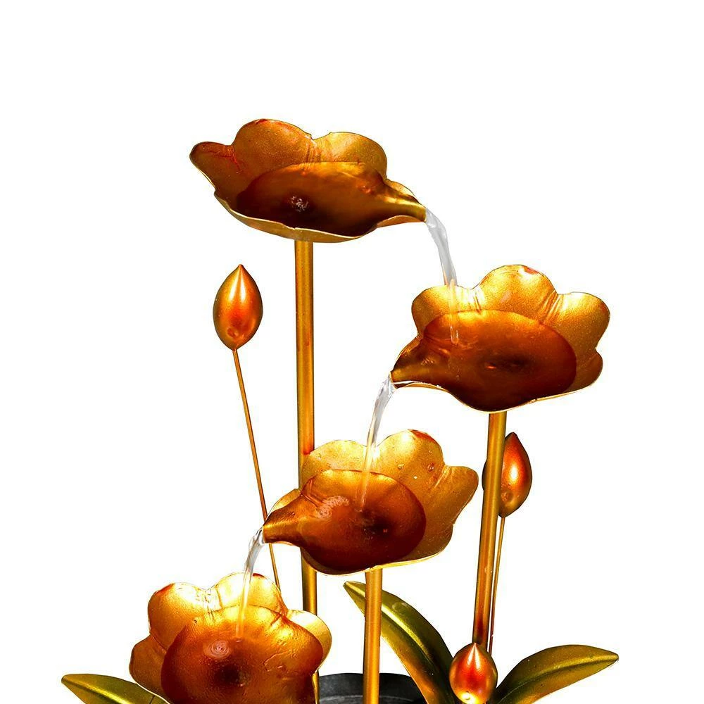 Watnature 20.8in. Indoor Outdoor Water Fountain - Metal Leaves Modern Cascading Waterfall Outdoor Fountain for Garden House Office 6 Watnature 20.8in. Indoor Outdoor Water Fountain - Metal Leaves Modern Cascading Waterfall Outdoor Fountain for Garden House Office - Image 6