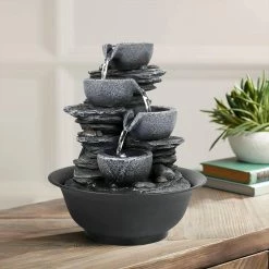 Watnature 10.6 in. Resin Relaxation Tabletop Fountain for Indoor Cascading Bowl Fountain with LED Lights for House Office 9 Watnature 10.6 in. Resin Relaxation Tabletop Fountain for Indoor Cascading Bowl Fountain with LED Lights for House Office -Algreen Sales Store watnature tabletop fountains b 22002 4f 1000