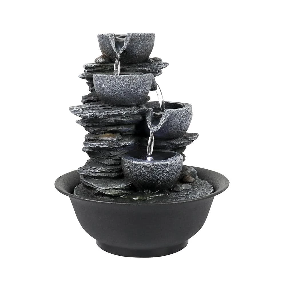 Watnature 10.6 in. Resin Relaxation Tabletop Fountain for Indoor Cascading Bowl Fountain with LED Lights for House Office 7 Watnature 10.6 in. Resin Relaxation Tabletop Fountain for Indoor Cascading Bowl Fountain with LED Lights for House Office - Image 7