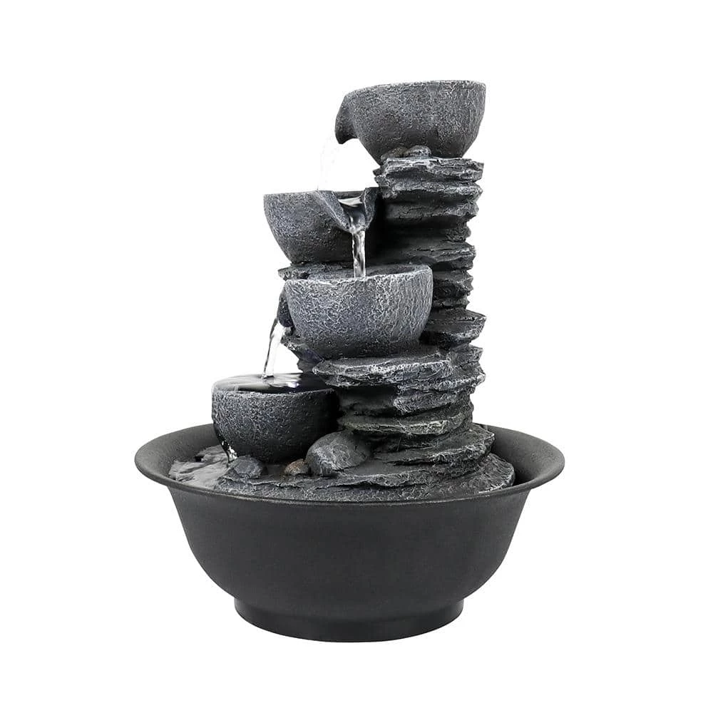 Watnature 10.6 in. Resin Relaxation Tabletop Fountain for Indoor Cascading Bowl Fountain with LED Lights for House Office 6 Watnature 10.6 in. Resin Relaxation Tabletop Fountain for Indoor Cascading Bowl Fountain with LED Lights for House Office - Image 6