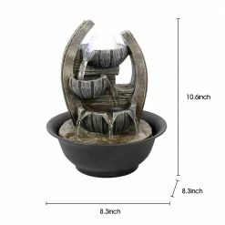 Watnature 10.6 in. Resin Tabletop Fountain, 4-Step 5-Flow Water Feature Relaxing Fountain with Spining Orb and LED Lights -Algreen Sales Store watnature tabletop fountains b jc 2020175 1f 1000