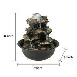 Watnature 8.3 in. Resin Cascading Tabletop Fountain with Spinning Orb and LED Lights, 4-Tier Meditation Indoor Fountain Home Decor -Algreen Sales Store watnature tabletop fountains b js 7156035 44 1000