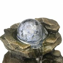 Watnature 8.3 in. Resin Cascading Tabletop Fountain with Spinning Orb and LED Lights, 4-Tier Meditation Indoor Fountain Home Decor -Algreen Sales Store watnature tabletop fountains b js 7156035 76 1000