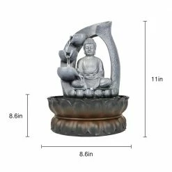Watnature 11 in. Resin Water Flow Buddha Fountain, Tabletop Water Fountain with LED Lights & Circular Water for Good Luck Keeping -Algreen Sales Store watnature tabletop fountains b ls 16064 1f 1000