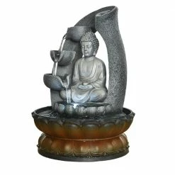 Watnature 11 in. Resin Water Flow Buddha Fountain, Tabletop Water Fountain with LED Lights & Circular Water for Good Luck Keeping -Algreen Sales Store watnature tabletop fountains b ls 16064 44 1000