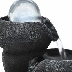 Watnature 8 in. Resin Little Water Fountain, 3-Step Small Relaxation Waterfall Feature with LED and Crystal Ball for Office, Room -Algreen Sales Store watnature tabletop fountains b ls 7156033 76 1000