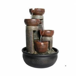 Watnature 15.7 in. Resin Indoor Water Fountain 4-Step Relaxation Feng Shui Tabletop Fountain with LED Lights -Algreen Sales Store watnature tabletop fountains b lsg 111077ll fa 1000