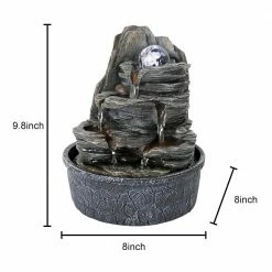 Watnature 9.8 in. Resin Rockery Indoor Water Fountain Zen Meditation Tabletop Fountain with LED Lights and Crystal Ball -Algreen Sales Store watnature tabletop fountains b sj ls7209057 44 1000