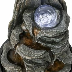 Watnature 9.8 in. Resin Rockery Indoor Water Fountain Zen Meditation Tabletop Fountain with LED Lights and Crystal Ball -Algreen Sales Store watnature tabletop fountains b sj ls7209057 76 1000