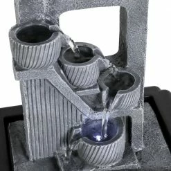 Watnature 10.6 in. Resin Tabletop Fountain 5-Tiered Relaxation Desktop Waterfall Fountain with LED Lights for Office House -Algreen Sales Store watnature tabletop fountains b sj22016 1 76 1000