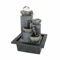 Watnature 11.8 in. Resin Table Top Fountains Indoor, Modern Design Meditation Fountains Indoor with LED Lights and Ball