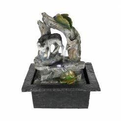 Watnature 10.6 in. Resin Tabletop Waterfall Fountain, Animal Design Indoor Watering Fountain with LED Lights and Pump -Algreen Sales Store watnature tabletop fountains b xtq1501 1f 1000