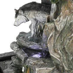 Watnature 10.6 in. Resin Tabletop Waterfall Fountain, Animal Design Indoor Watering Fountain with LED Lights and Pump -Algreen Sales Store watnature tabletop fountains b xtq1501 fa 1000