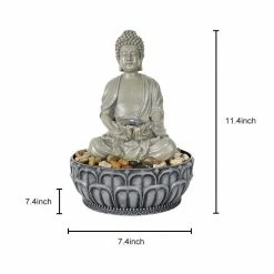 Watnature 11.4 in. Resin Buddha Fountain, Buddha Tabletop Water Fountain with LED Light and Circular Water Flow for Good Luck Keep -Algreen Sales Store watnature tabletop fountains b xtq2600 44 1000